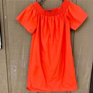 J. Crew bright orange off-the-shoulder sundress